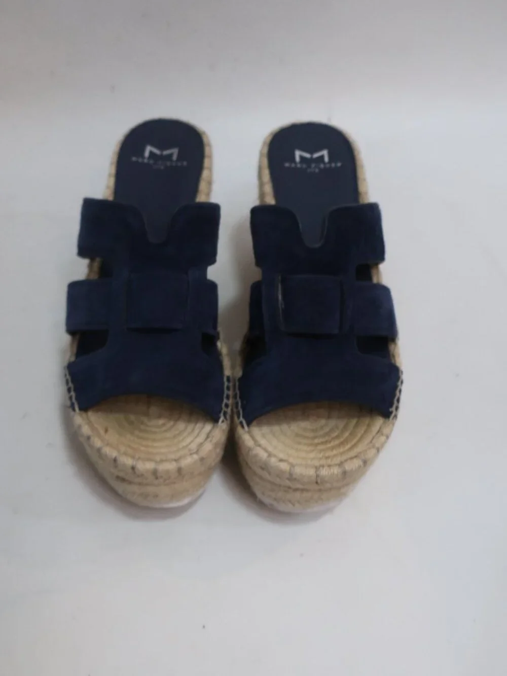 Womens Marc Fisher Robbyn Navy Suede Platform Wedge Strappy Espadrille Heels 8.5